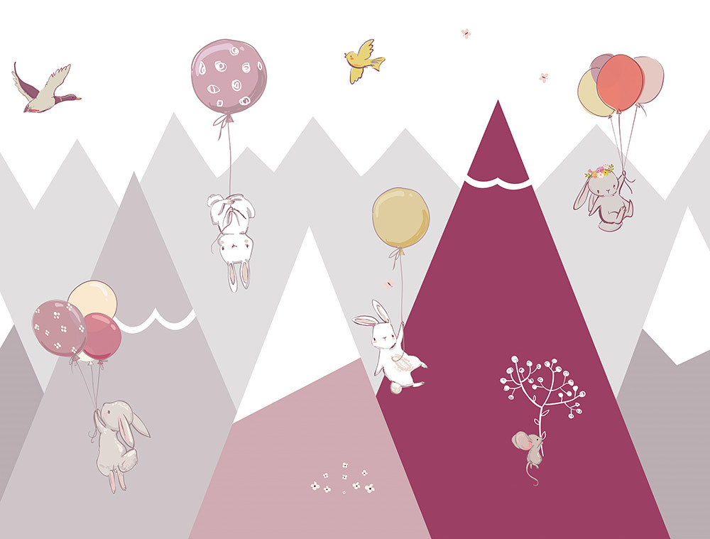 Naklejka na meble Zajączki z balonami