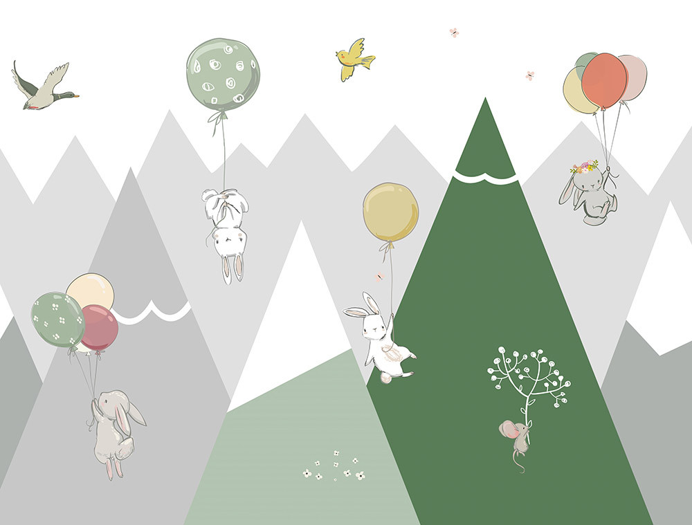 Naklejka na meble Zajączki z balonami