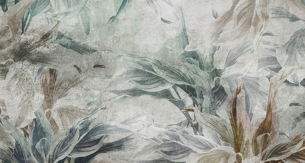  Malowane liście na teksturowej ścianie