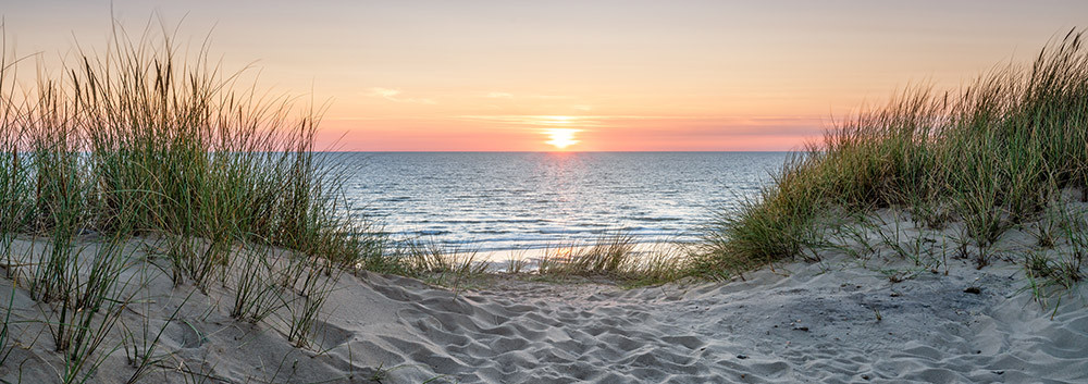 Fototapeta Widok na plaże o zachodzie słońca
