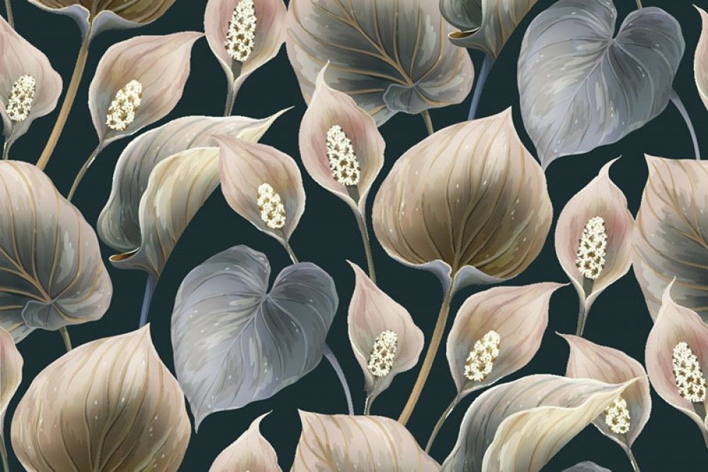 Fototapeta Artystyczne kwiaty i liście, wzór