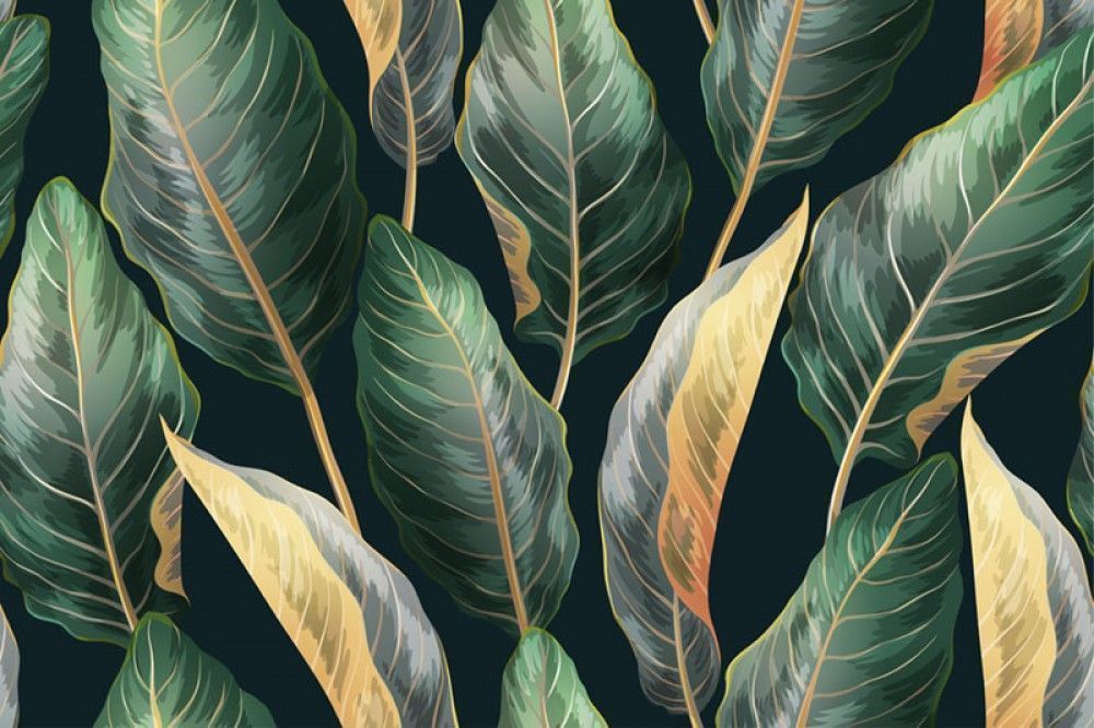 Fototapeta Liście palmowe - wzór botaniczny w stylu vintage