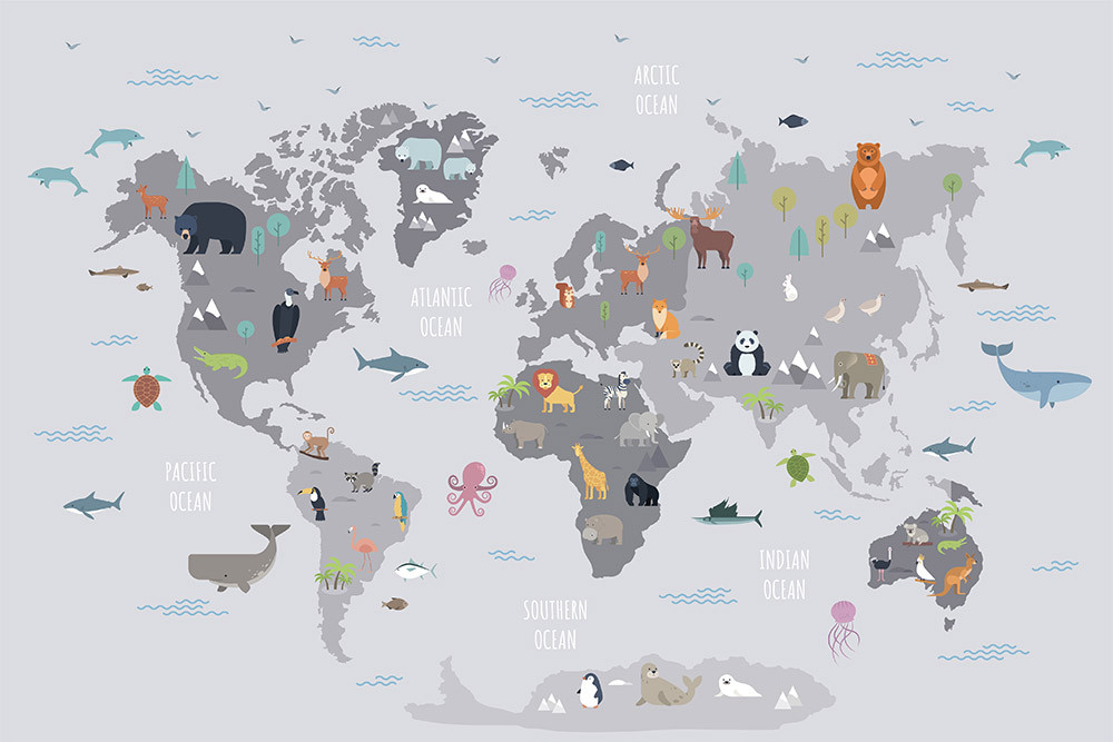 Naklejka na meble Dziecięca mapa świata
