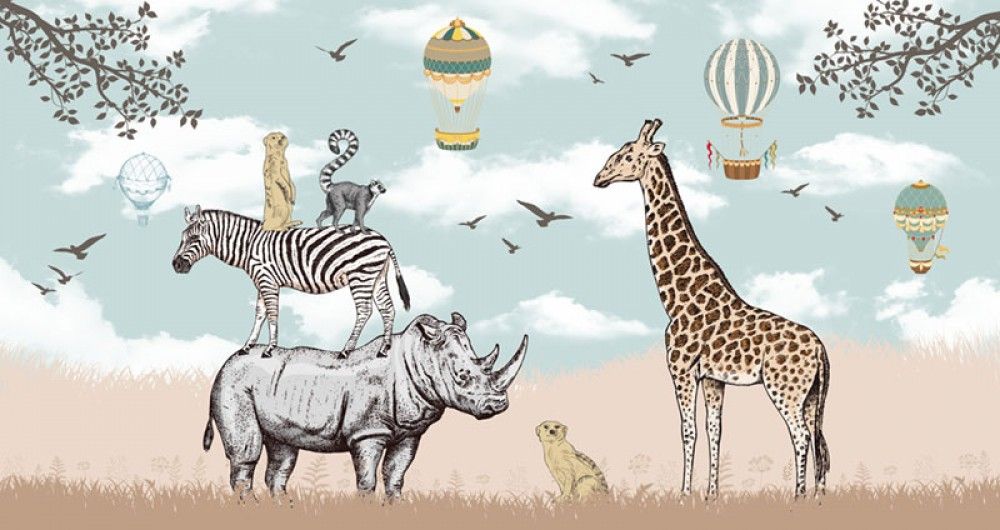 Fototapeta Zwierzęta safari i balony